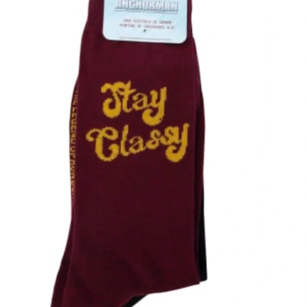 Mens Crew Socks Anchorman The Legend Of Ron Burgundy 2-Pack - Picture 2 of 5